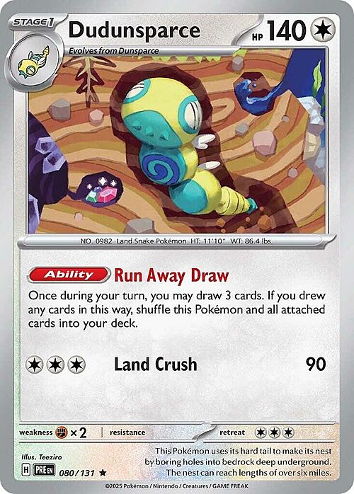 Dudunsparce 80/131 Reverse Holo | Prismatic Evolutions | Pokemon Card