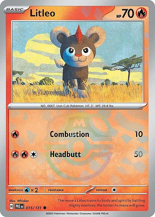 Litleo 15/131 Reverse Holo | Prismatic Evolutions | Pokemon Card