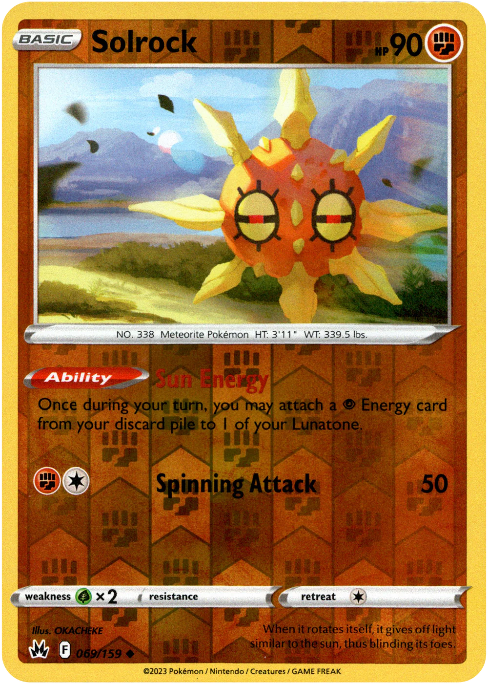 Solrock 69/159 Reverse Holo | Crown Zenith | Pokemon Card