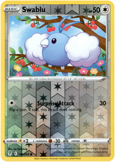 Swablu 132/203 Reverse Holo | Evolving Skies | Pokemon Card