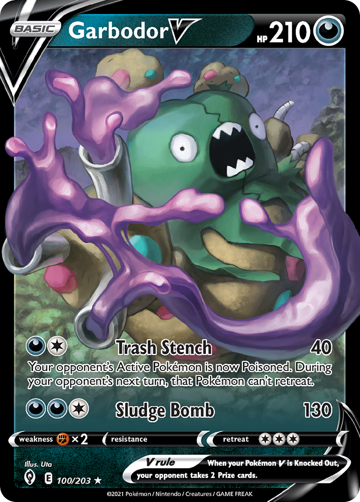 Garbodor V 100/203 Rare Holo V | Evolving Skies | Pokemon Card