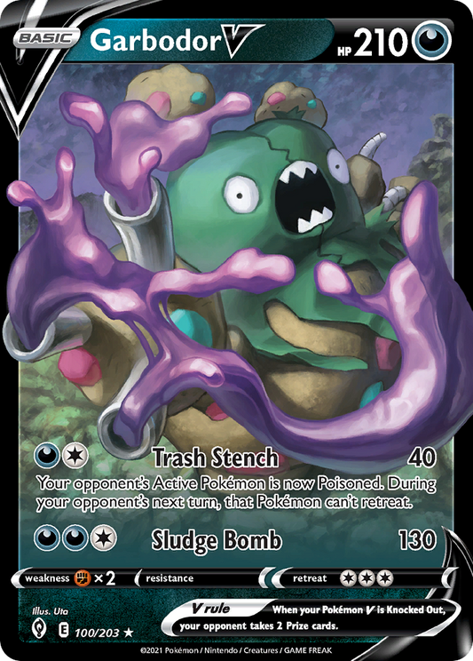 Garbodor V 100/203 Rare Holo V | Evolving Skies | Pokemon Card