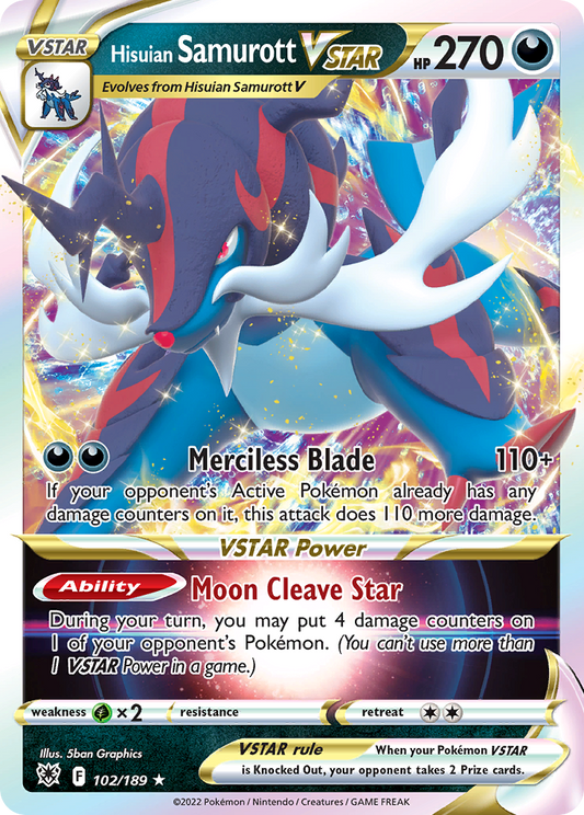 Hisuian Samurott VSTAR 102/189 Rare Holo VSTAR | Astral Radiance | Pokemon Card