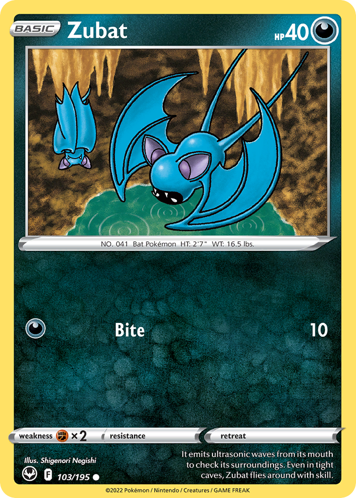 Zubat 103/195 Common | Silver Tempest | Pokemon Card