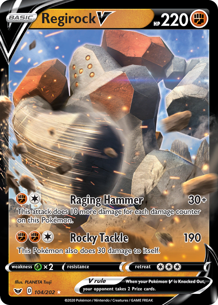 Regirock V 104/202 Rare Holo V | Sword & Shield | Pokemon Card
