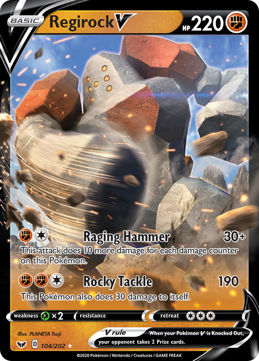 Regirock V 104/202 Rare Holo V | Sword & Shield | Pokemon Card