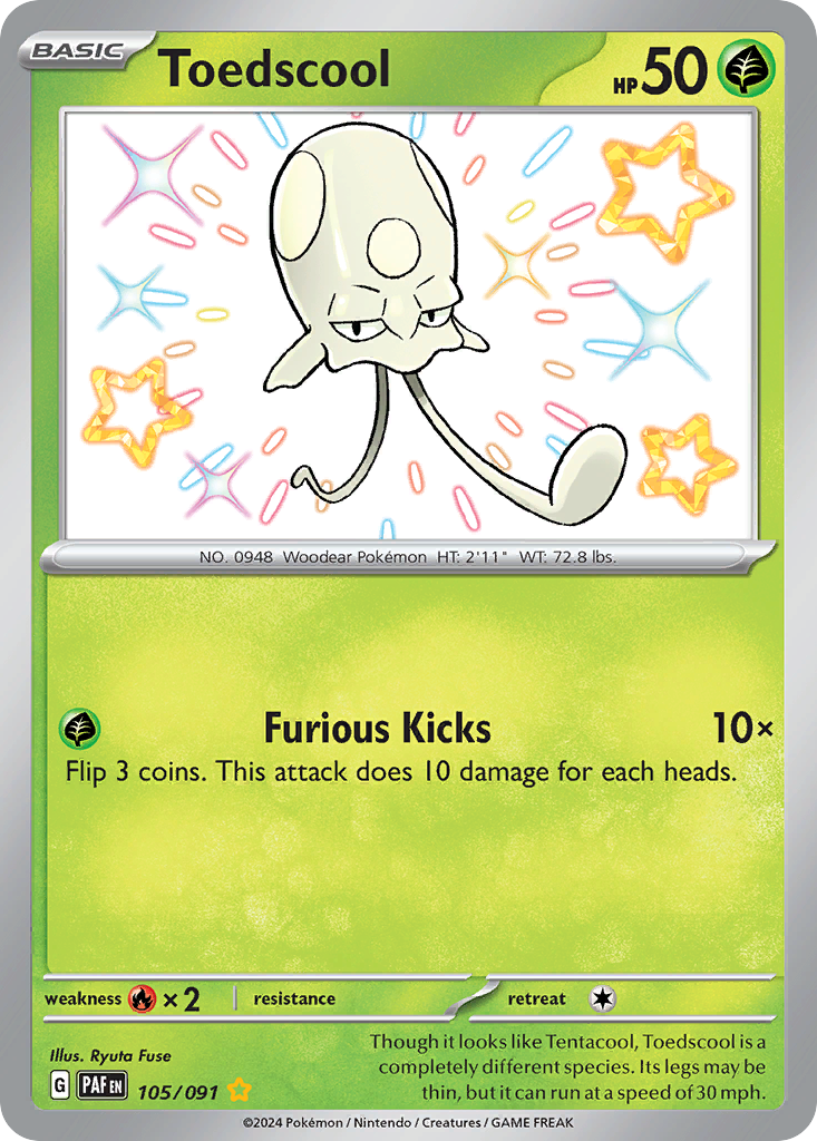Toedscool 105/91 Shiny Rare | Paldean Fates | Pokemon Card