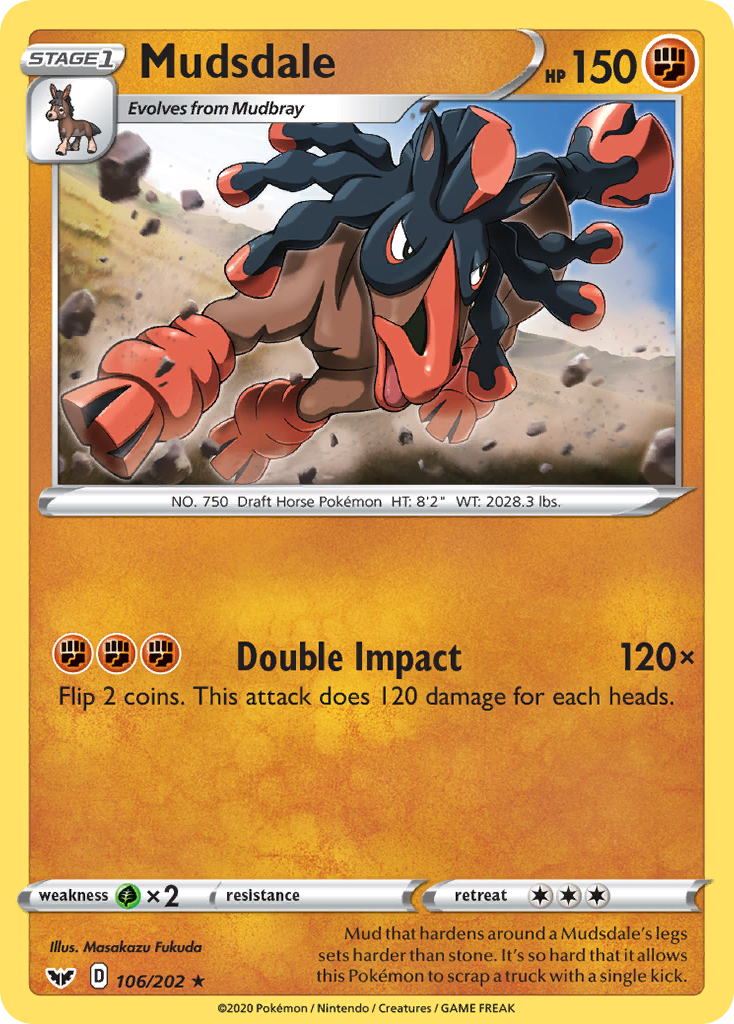Mudsdale 106/202 Rare | Sword & Shield | Pokemon Card