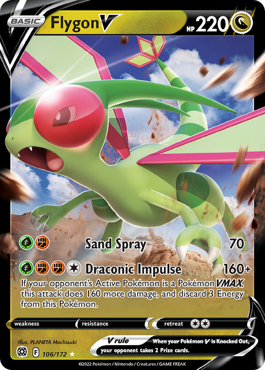 Flygon V 106/172 Rare Holo V | Brilliant Stars | Pokemon Card