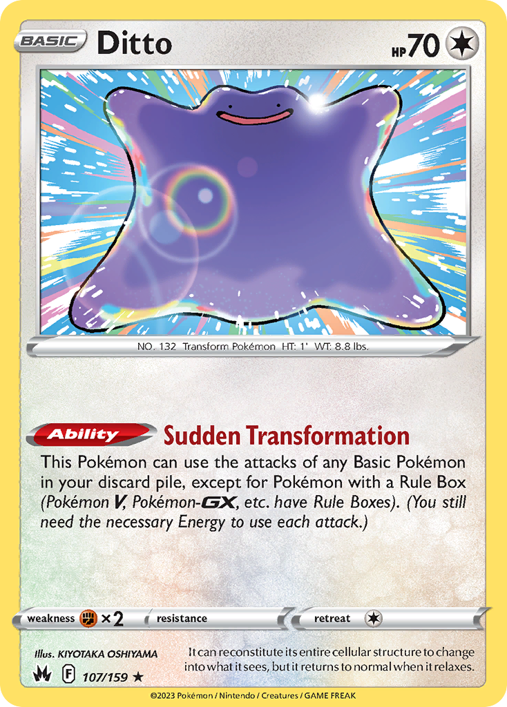 Ditto 107/159 Rare Holo | Crown Zenith | Pokemon Card