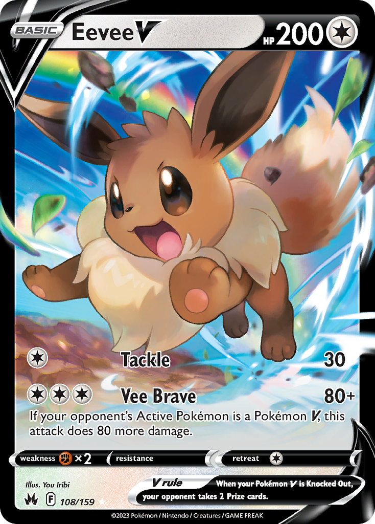 Eevee V 108/159 Rare Holo V | Crown Zenith | Pokemon Card