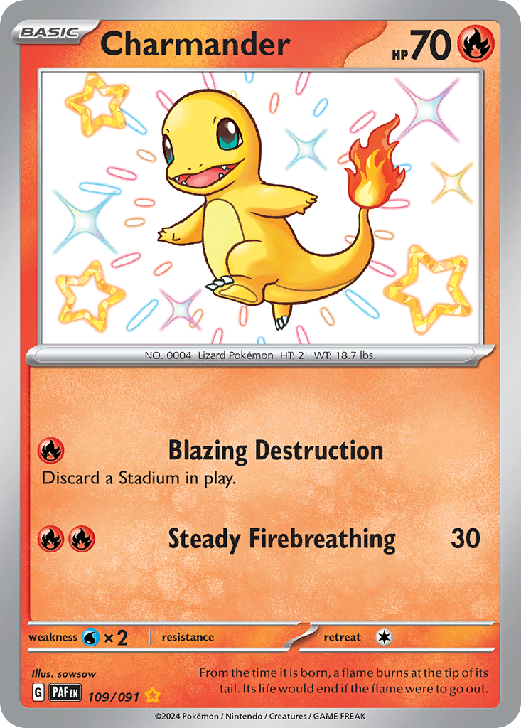 Charmander 109/91 Shiny Rare | Paldean Fates | Pokemon Card