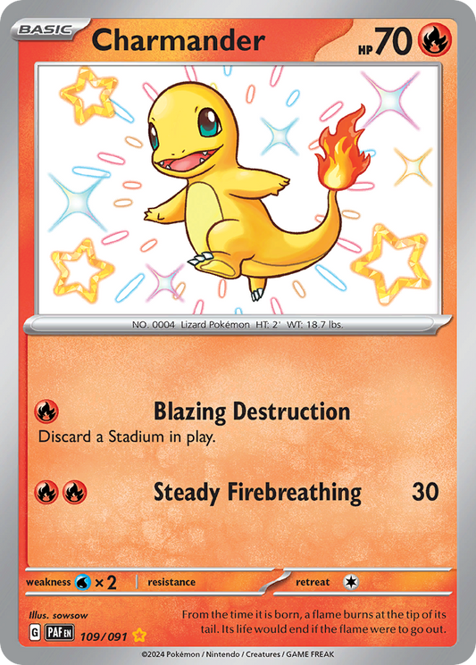Charmander 109/91 Shiny Rare | Paldean Fates | Pokemon Card