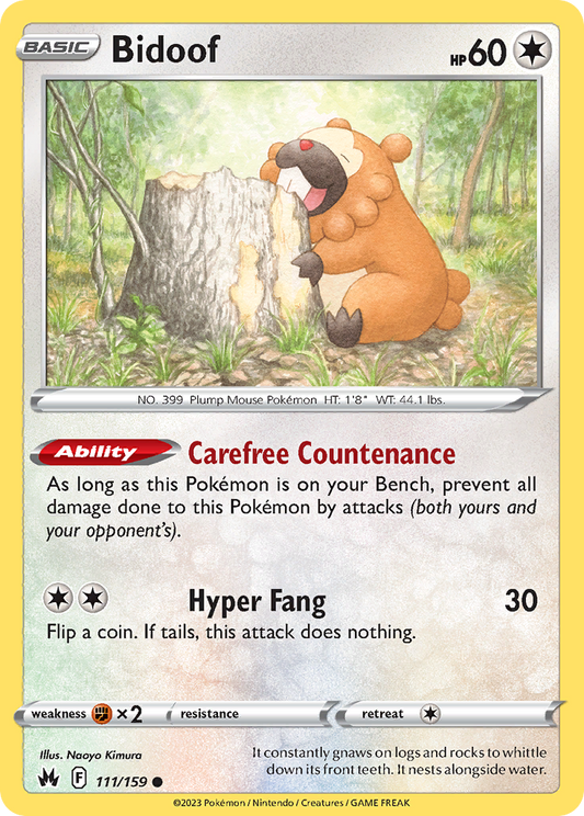 Bidoof 111/159 Common | Crown Zenith | Pokemon Card