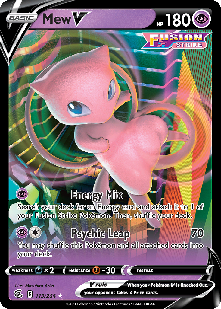 Mew V 113/264 Rare Holo V | Fusion Strike | Pokemon Card