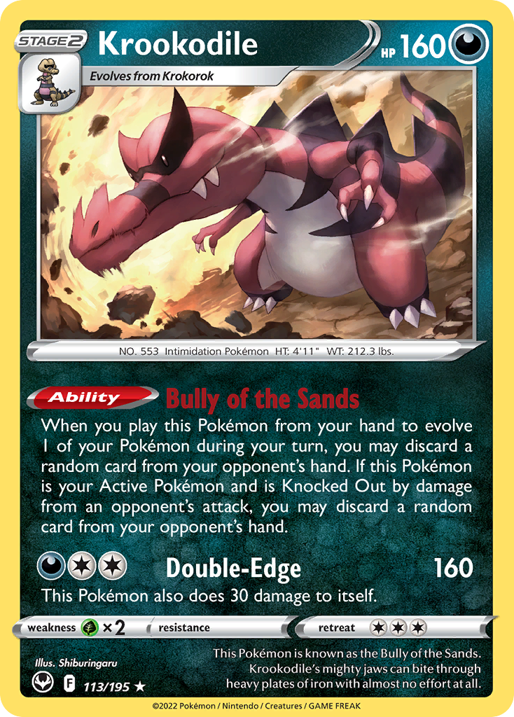 Krookodile 113/195 Rare Holo | Silver Tempest | Pokemon Card