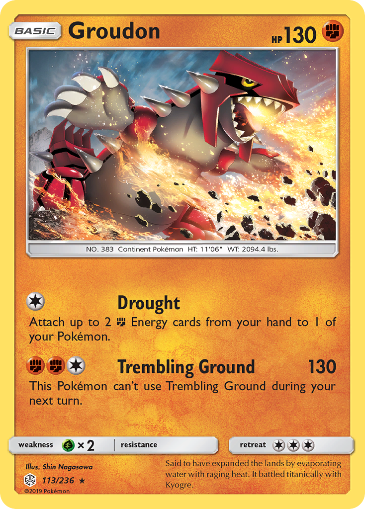 Groudon 113/236 Rare | Cosmic Eclipse | Pokemon Card