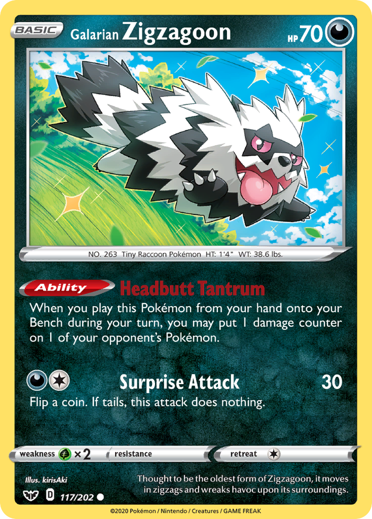 Galarian Zigzagoon 117/202 Common | Sword & Shield | Pokemon Card