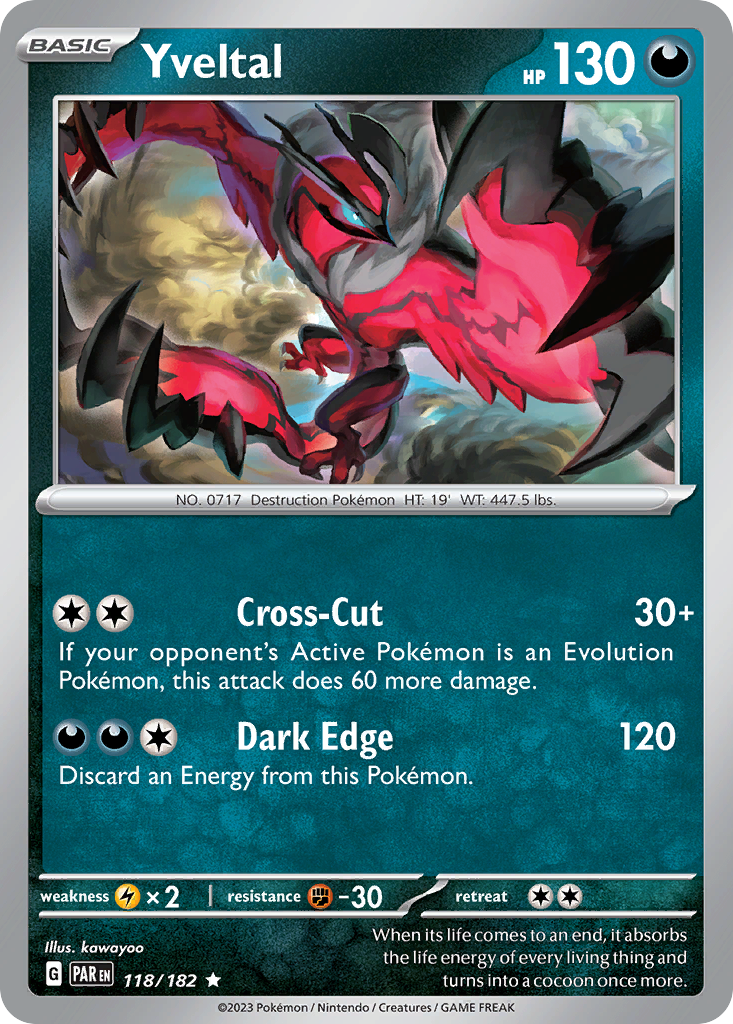 Yveltal 118/182 Rare Holo | Paradox Rift | Pokemon Card