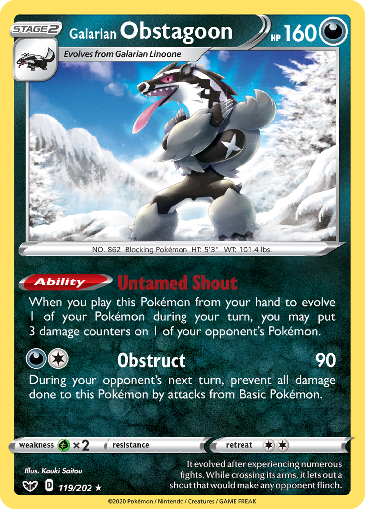 Galarian Obstagoon 119/202 Rare Holo | Sword & Shield | Pokemon Card