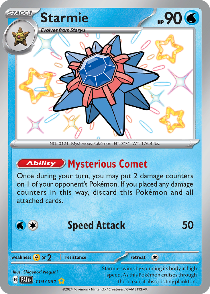 Starmie 119/91 Shiny Rare | Paldean Fates | Pokemon Card