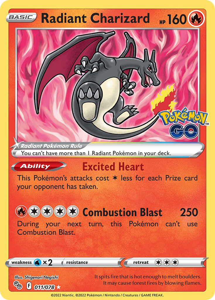 Radiant Charizard 11/78 Radiant Rare | Pokémon GO | Pokemon Card