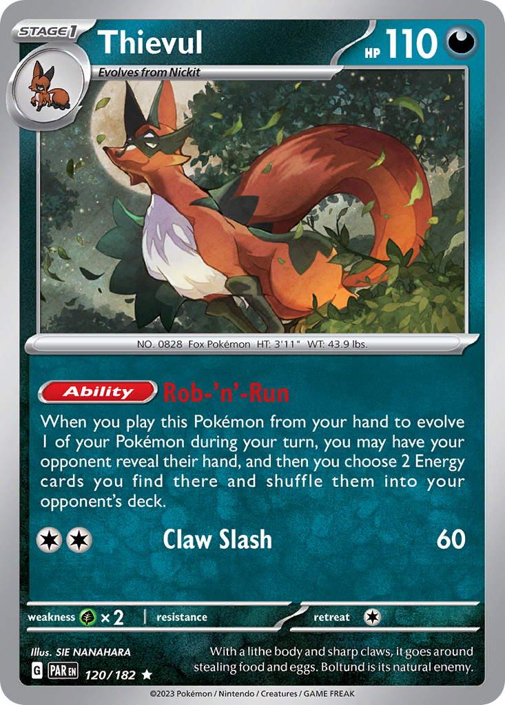 Thievul 120/182 Rare Holo | Paradox Rift | Pokemon Card