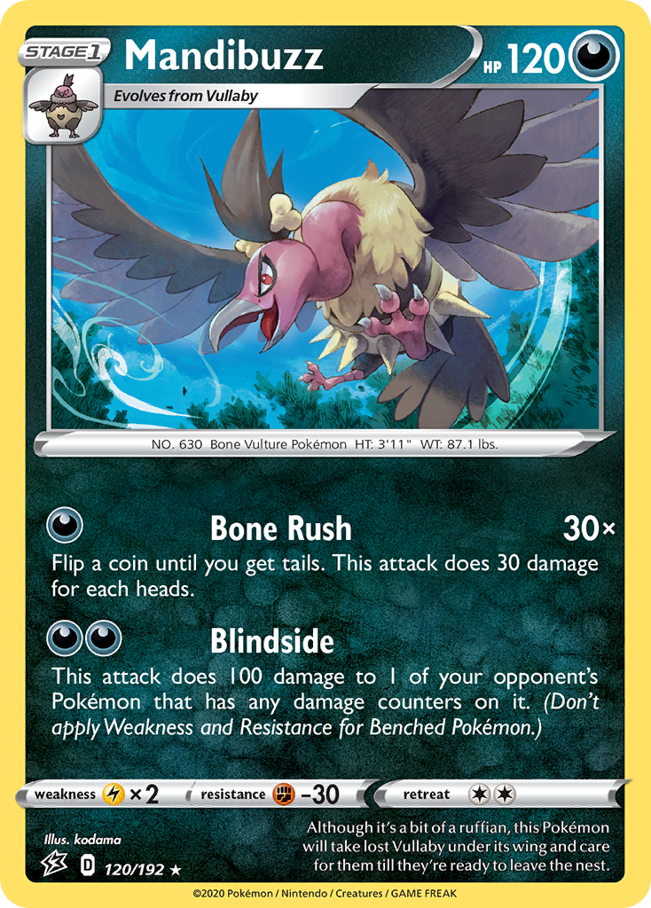 Mandibuzz 120/192 Rare | Rebel Clash | Pokemon Card
