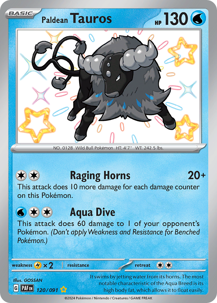 Paldean Tauros 120/91 Shiny Rare | Paldean Fates | Pokemon Card