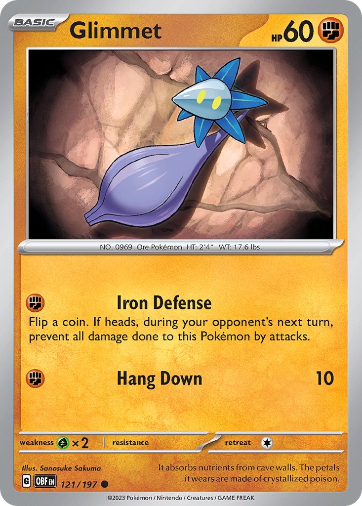 Glimmet 121/197 Common | Obsidian Flames | Pokemon Card