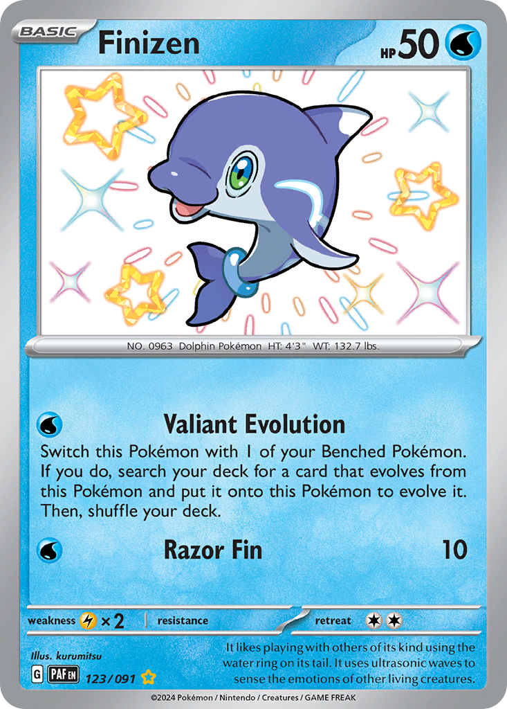 Finizen 123/91 Shiny Rare | Paldean Fates | Pokemon Card