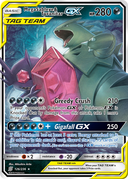 Mega Sableye & Tyranitar-GX 126/236 Rare Holo GX | Unified Minds | Pokemon Card