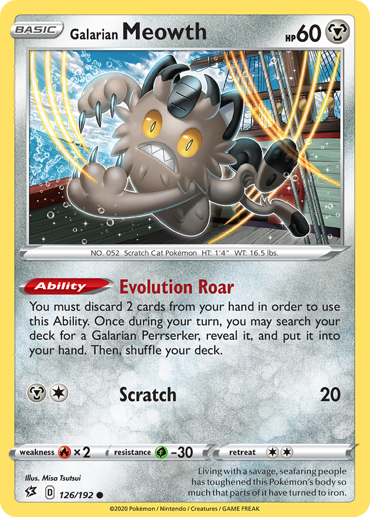 Galarian Meowth 126/192 Common | Rebel Clash | Pokemon Card