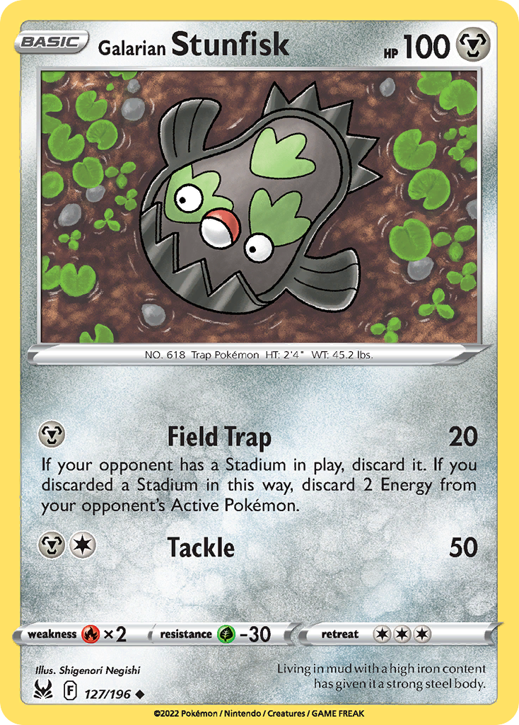 Galarian Stunfisk 127/196 Uncommon | Lost Origin | Pokemon Card