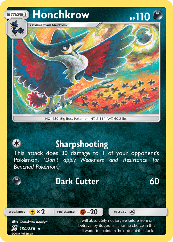 Honchkrow 130/236 Rare | Unified Minds | Pokemon Card