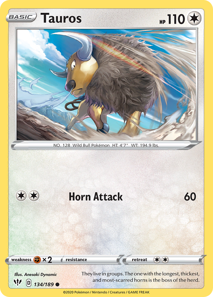 Tauros 134/189 Common | Darkness Ablaze | Pokemon Card