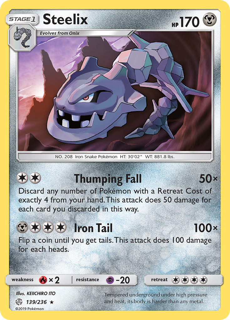 Steelix 139/236 Rare Holo | Cosmic Eclipse | Pokemon Card