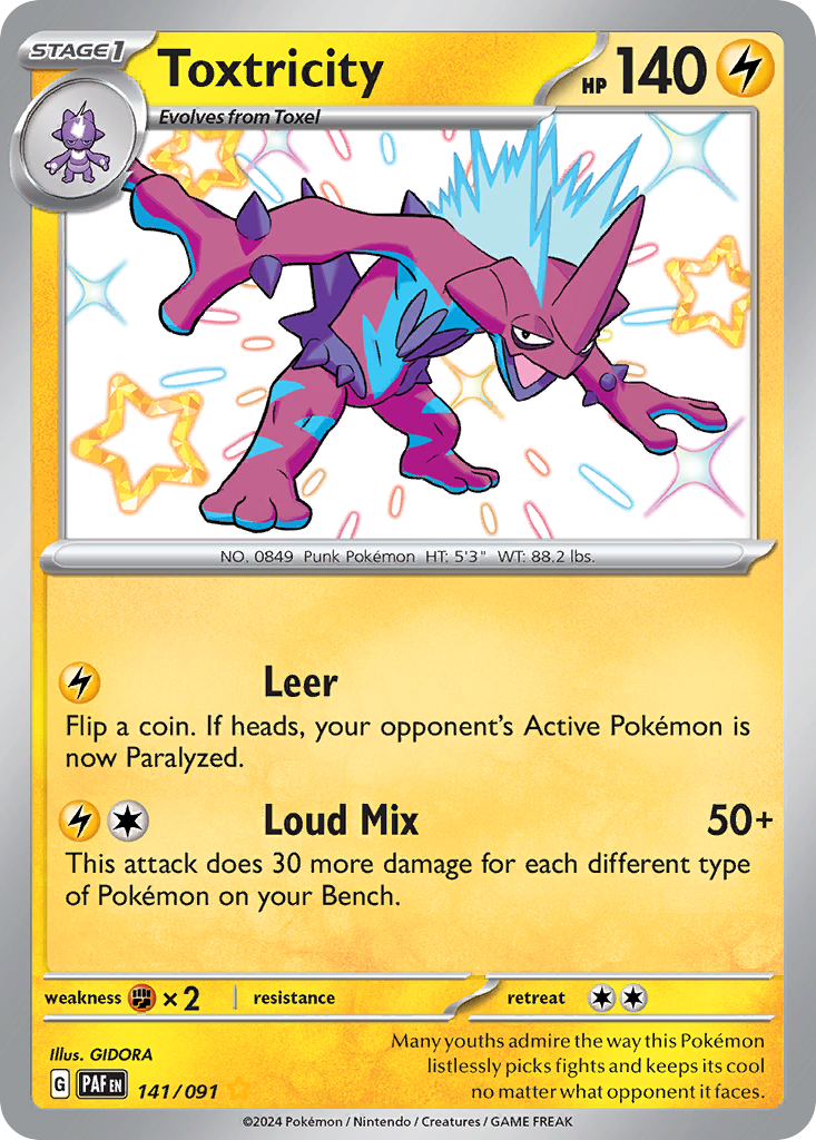 Toxtricity 141/91 Shiny Rare | Paldean Fates | Pokemon Card