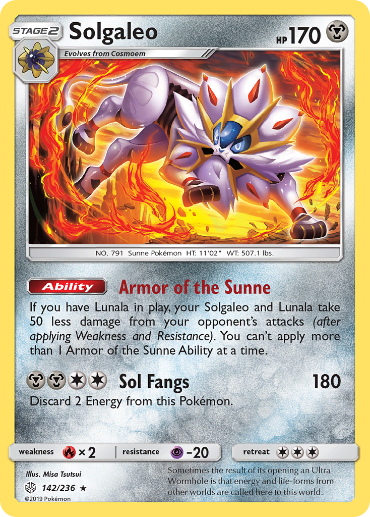 Solgaleo 142/236 Rare Holo | Cosmic Eclipse | Pokemon Card