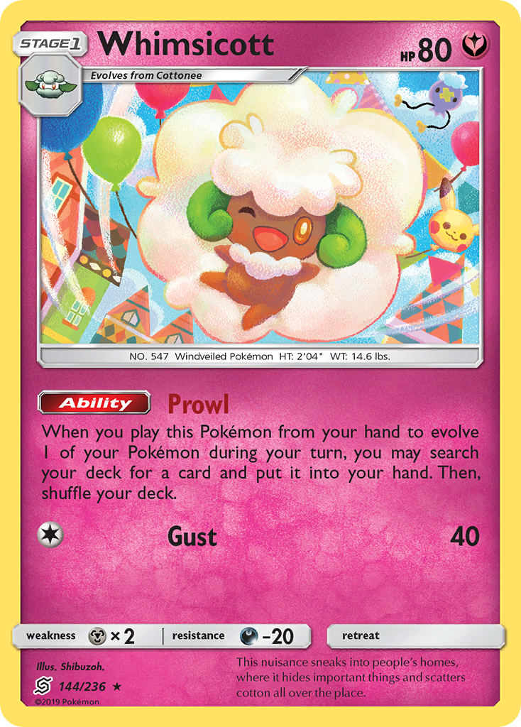 Whimsicott 144/236 Rare | Unified Minds | Pokemon Card