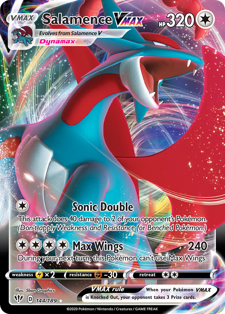 Salamence VMAX 144/189 Rare Holo VMAX | Darkness Ablaze | Pokemon Card