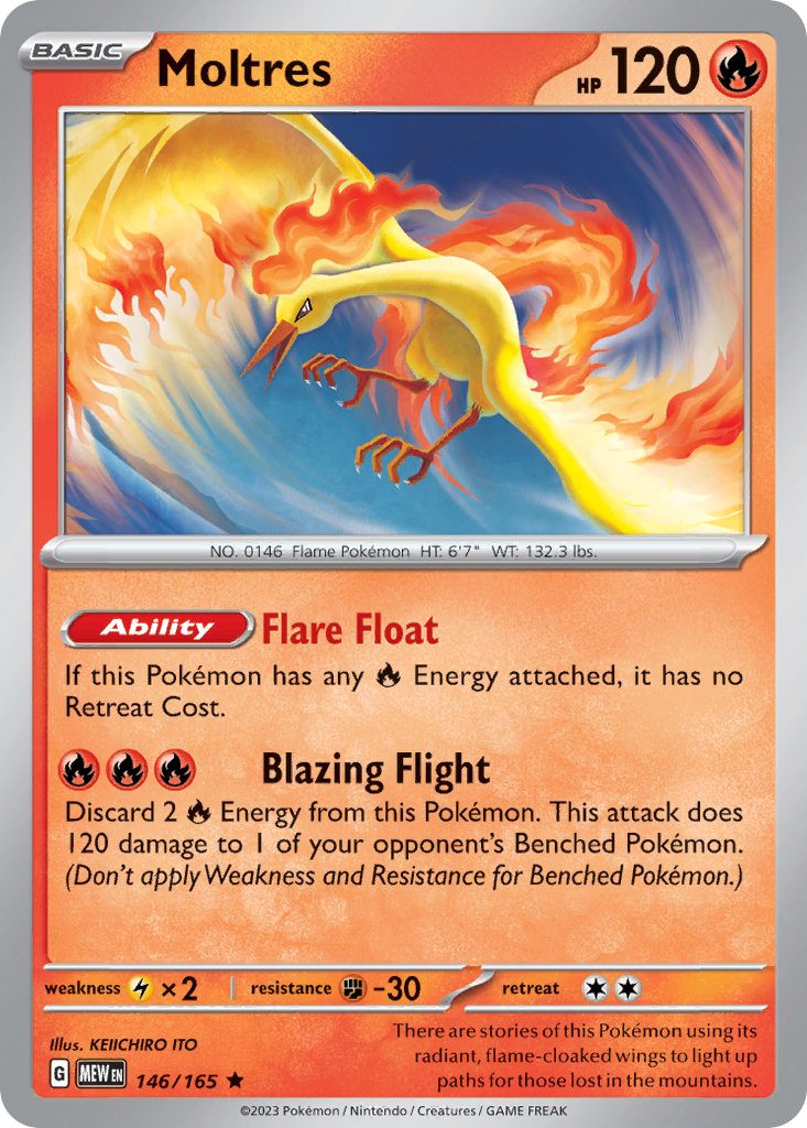 Moltres 146/165 Rare Holo | 151 | Pokemon Card