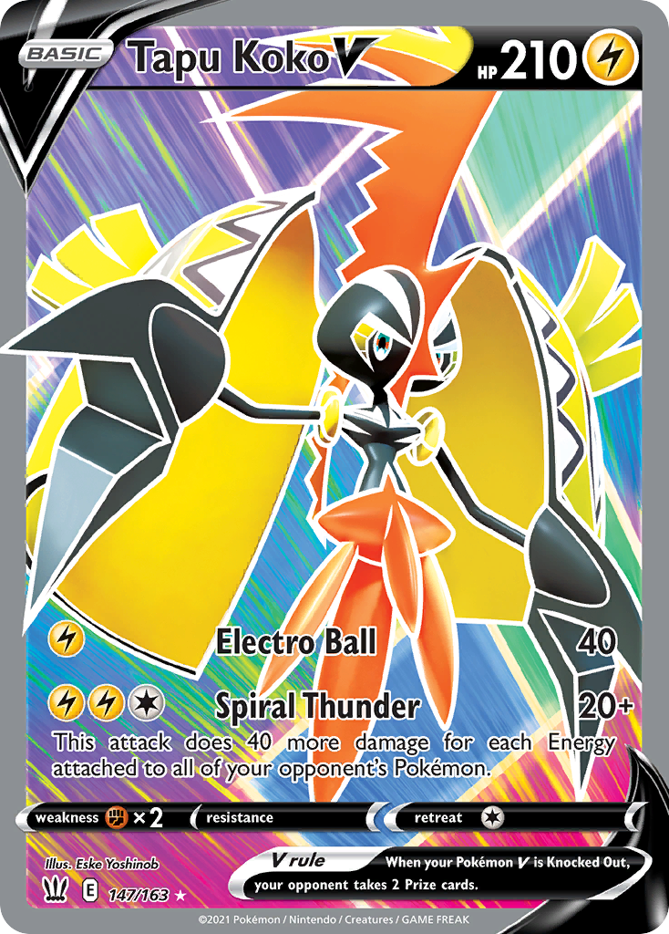 Tapu Koko V 147/163 Rare Ultra | Battle Styles | Pokemon Card