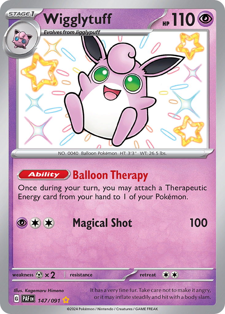 Wigglytuff 147/91 Shiny Rare | Paldean Fates | Pokemon Card