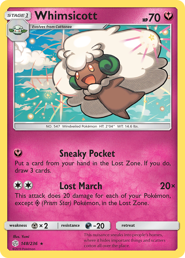 Whimsicott 148/236 Rare | Cosmic Eclipse | Pokemon Card