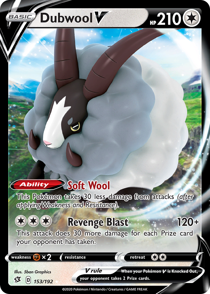 Dubwool V 153/192 Rare Holo V | Rebel Clash | Pokemon Card