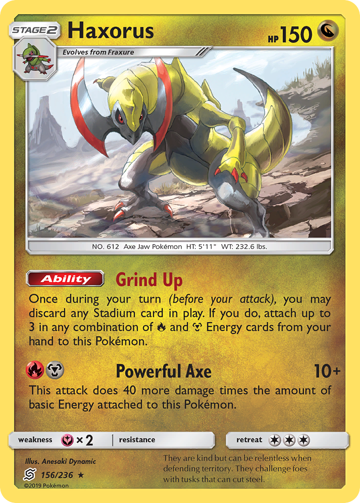 Haxorus 156/236 Rare Holo | Unified Minds | Pokemon Card