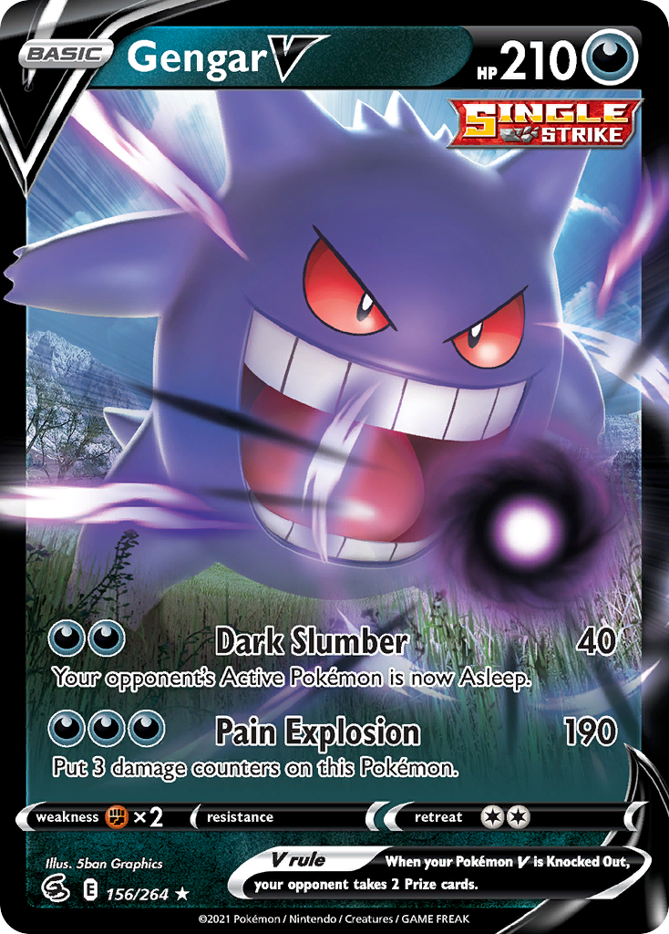 Gengar V 156/264 Rare Holo V | Fusion Strike | Pokemon Card