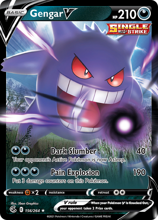 Gengar V 156/264 Rare Holo V | Fusion Strike | Pokemon Card
