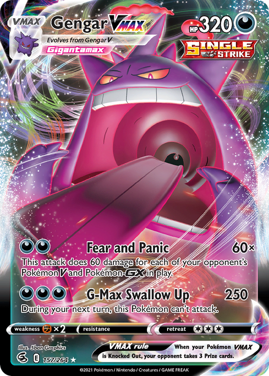 Gengar VMAX 157/264 Rare Holo VMAX | Fusion Strike | Pokemon Card